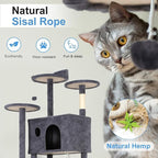 FDW | 81" Cat Tree Tower | Dark Gray | Multi-Level Indoor Activity Center - Image 4