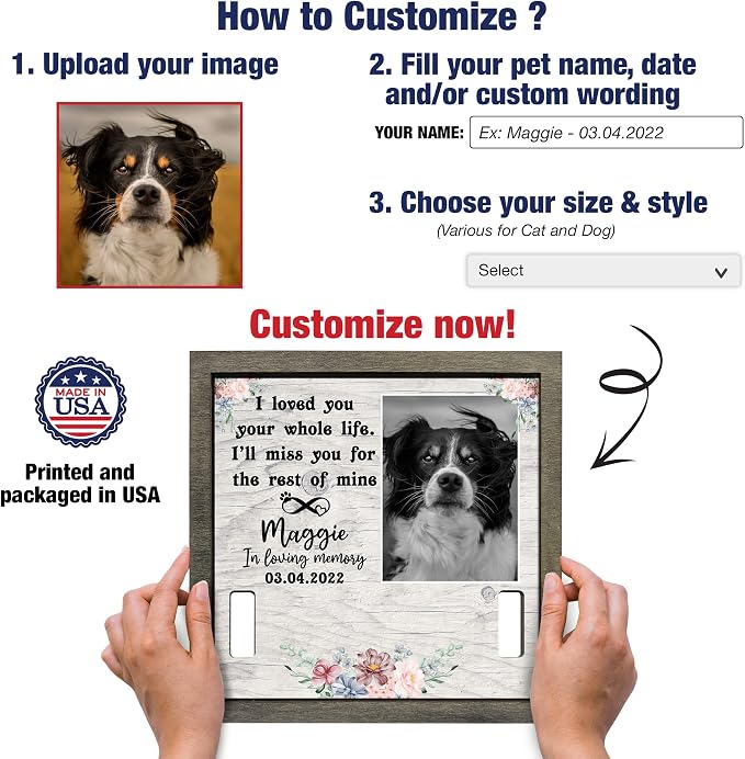 Customized Pet Keepsake Frame Dead Pet Xmas Memorial Dog Remembrance Frame - Image 2