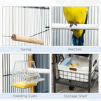 Pawhut 45-inch Metal Indoor Bird Cage, Parrot Cage, Bird Aviary - Image 6
