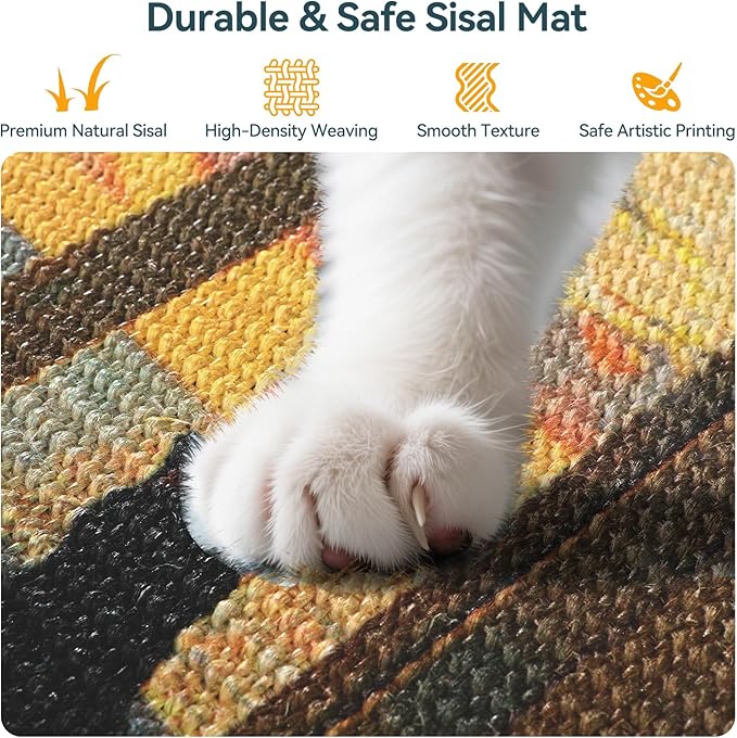 3-in-1 Sisal Cat Scratcher Mat 23.6x15.7 – Durable Scratch Rug - Image 2