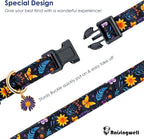 Cotton Dog Collar Purple Flower Pattern - Image 2