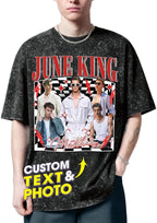 H-DEWALL Custom T Shirts Mineral Wash Tshirt Bootleg Rap Tee Customized Gifts by H-DEWALL