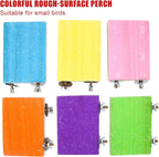 7 Pcs Bird Perch Stand Toy, Wood Parrot Stand Platform Colorful Sand Paw - Image 7