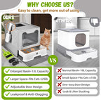 Enclosed Cat Litter Box with Lid Foldable Potty, Drawer Type Extra Large Cover - Image 3
