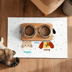 Pet Feeding Mat 24x16 inch Cat and Dog Print Meal Pad Non Slip Floor Mat - Image 5