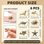 6 Pcs Copper Bath Disks Ornaments Mini Ocean Animal Shape– Starfish Turtle - Image 6