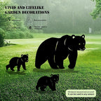 3 Pack Bear Metal Garden Decorative Stakes, Weather Proof Silhouette Statues - Image 3