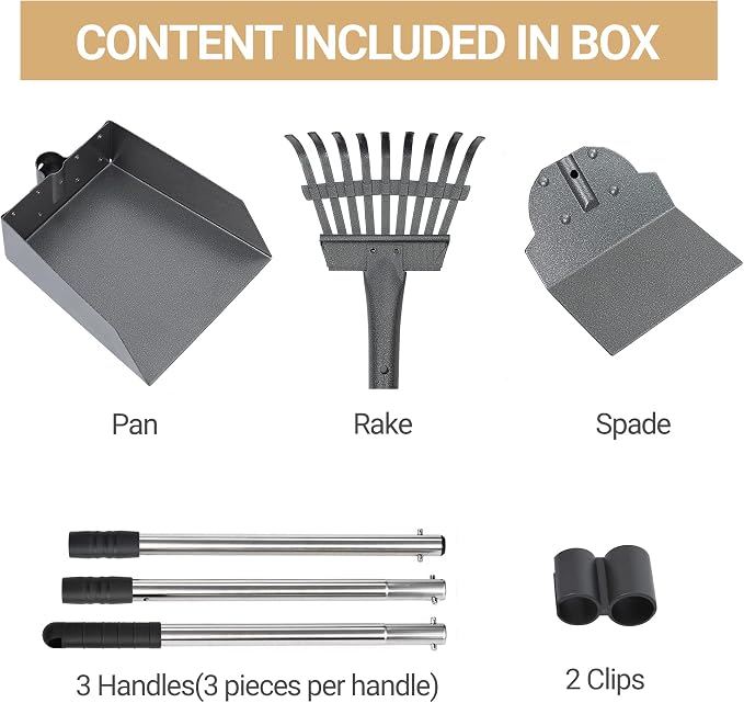 Heeyoo Dog Pooper Scooper, Dog Poop Tray and Rake Set, Pet Waste Removal Scoop - Image 5