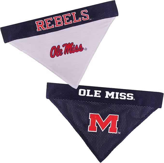 Pets First Collegiate Pet Accessories, Reversible Bandana, Mississippi Ole Miss by PETSFIRST
