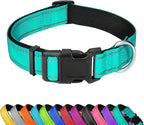 Reflective Dog Collar, Adjustable Soft Neoprene Padded Nylon Pet Collars by PWOD
