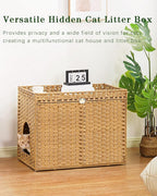 Cat Litter Box Enclosure Furniture, Handwoven Rattan Hidden Litter Box - Image 7