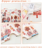 Unisex Summer Trendy 2-Pack Rompers Short Sleeve Zipped Bodysuit Infant Cotton - Image 4