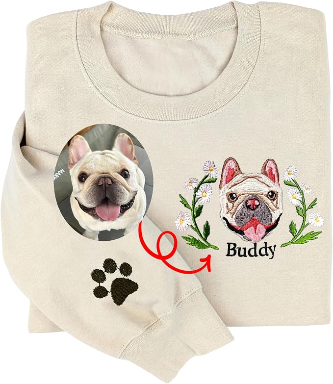 LOVELYPOD Custom Embroidered Dog Mom Sweatshirt by LOVELYPOD