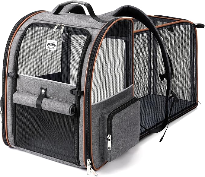 Lekebobor Extra Large Cat Backpack Carrier Expandable Pet Carrier Backpack by LEKEBOBOR