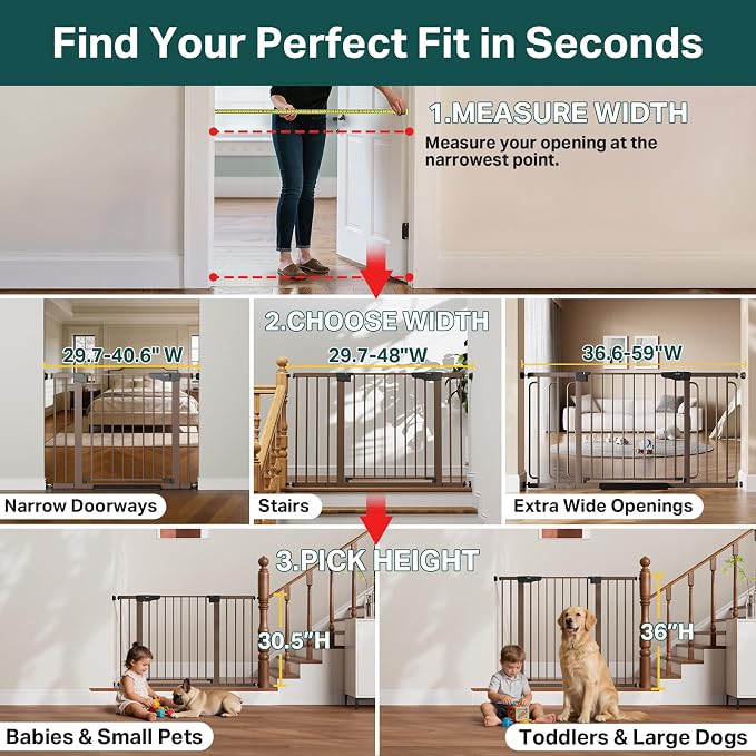 Cumbor 29.7-40.6" Baby Gate for Stairs, Mom's Choice Awards Winner-Dog Gate for - Image 3