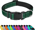 Reflective Dog Collar, Adjustable Soft Neoprene Padded Nylon Pet Collars by PWOD