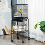Pawhut 45-inch Metal Indoor Bird Cage, Parrot Cage, Bird Aviary - Image 9