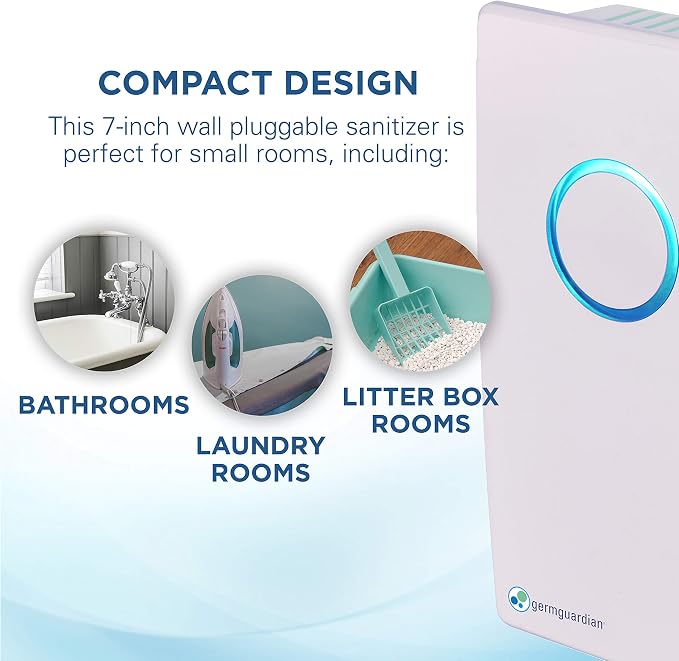 Germ Guardian GG1100W 7” Pluggable Small Air Purifier, Small Room Wall Air - Image 4