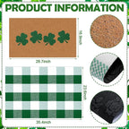 Tinideya 2 Pcs St. Patrick's Day Door Mat Shamrock Welcome Non Slip Green and - Image 2