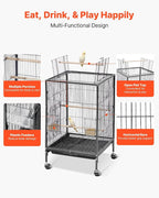 VEVOR Bird Cage, Open Flat Top, Wrought Iron Bird Flight Cage - Image 4