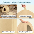 Cat House Indoor Cat Bed with Removable Foam Cushion, Plush Cat Tent Bed - Image 3
