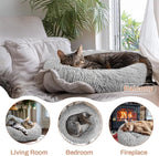 Cat Bed - Calming Cat Bed for Small Kittens Donut Washable Round for Indoor - Image 5