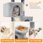 34'' Small Cat Tree with 2 Condos, Sisal Scratching Posts & Board, Sturdy Light - Image 5