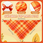 Abbylike 50 Pcs Orange Plaid Dog Bandanas Bulk Check Pattern Bandanas - Image 3
