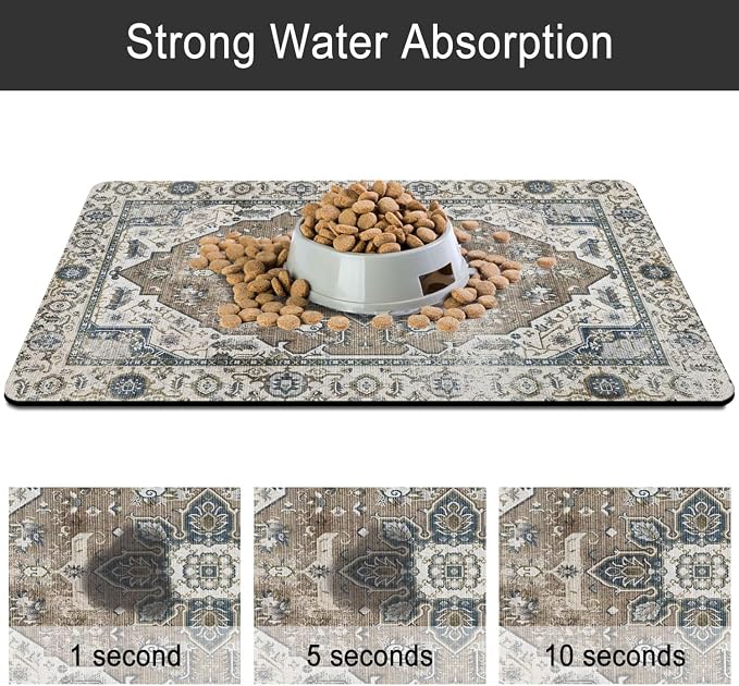 2 Pack Dog Food Mats for Floors, Absorbent and Quick-Drying Pet Cat Food Mat - Image 5