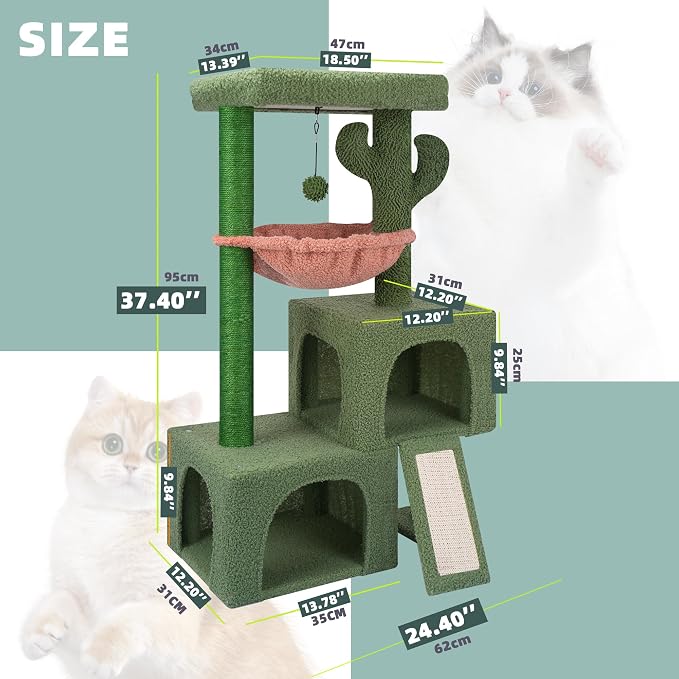 37.4" Cactus Cat Tree Tower - Image 2