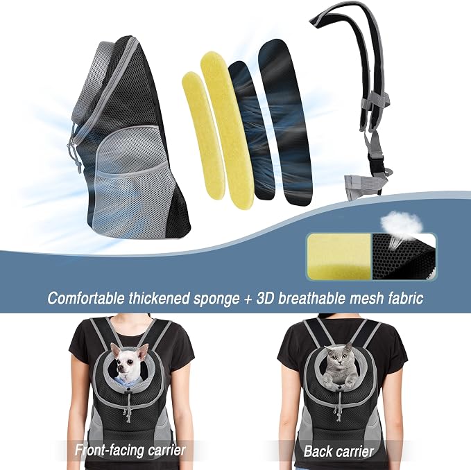 WOYYHO Pet Dog Carrier Backpack Small Dog Front Backpack Ventilated Dog Carrier - Image 6