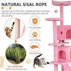 70 Inch Pink Cat Tree, Tall Cat Tower - Image 3