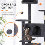 BestPet | 62" Cat Tree Tower | Dark Gray | Sturdy, Hanging Cat Toys, - Image 3