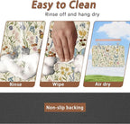 Wildflowers Dog Cat Food Mat, Vintage Botanical Garden Plants Herb Butterfly - Image 4