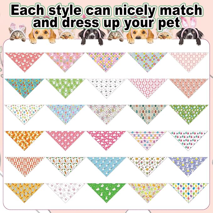 Aliceset 180 Pcs Easter Dog Bandana Bulk Spring Bandanas - Image 3