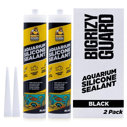 Aquarium Silicone Sealant Black 2x10.14 Fl oz Cartridge by BIGRIZYGUARD