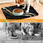 Dog Bowl Mat, Abstract Marbled Pet Feeding Mat - Image 4