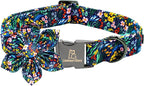 Lionheart glory Dog Collar Darkblue Flower Dog Bow Collars Floral Dog Collar by LionheartGlory