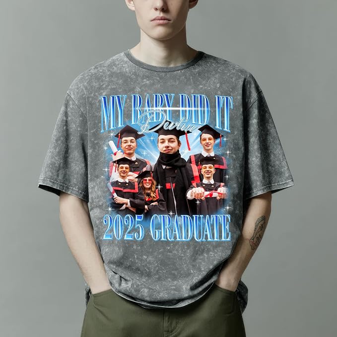 H-DEWALL Custom T Shirts Mineral Wash Tshirt Bootleg Rap Tee Customized Gifts - Image 2