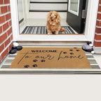 Tinideya 2 Pcs Pet Theme Door Mat Paw Welcome Non Slip Coir Mats Dog Cat Floor - Image 4