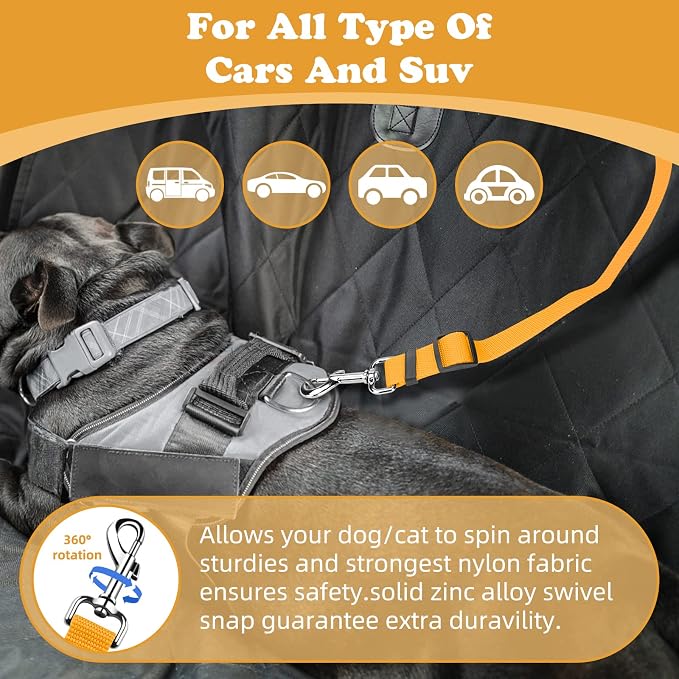 BWOGUE Pet Dog Cat Seat Belts, Car Headrest Restraint Adjustable Safety Leads - Image 5