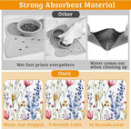 Flowers Butterfly Dog Food Mat, Colorful Absorbent Pet Feeding Mat - Image 3