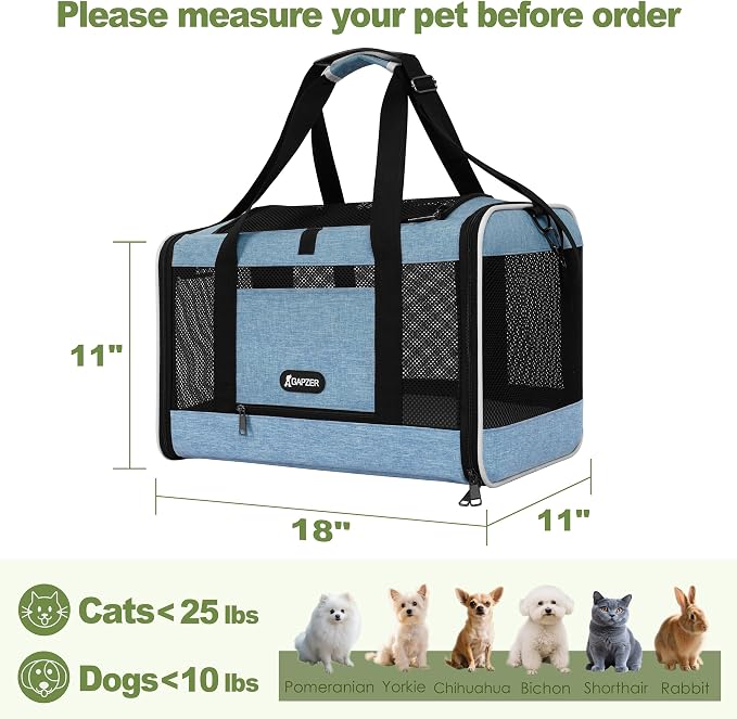 Cat Carrier 18 x 11 x 11 Top Loading Soft-Sided Pet Travel Bag Over 15lbs - Image 2