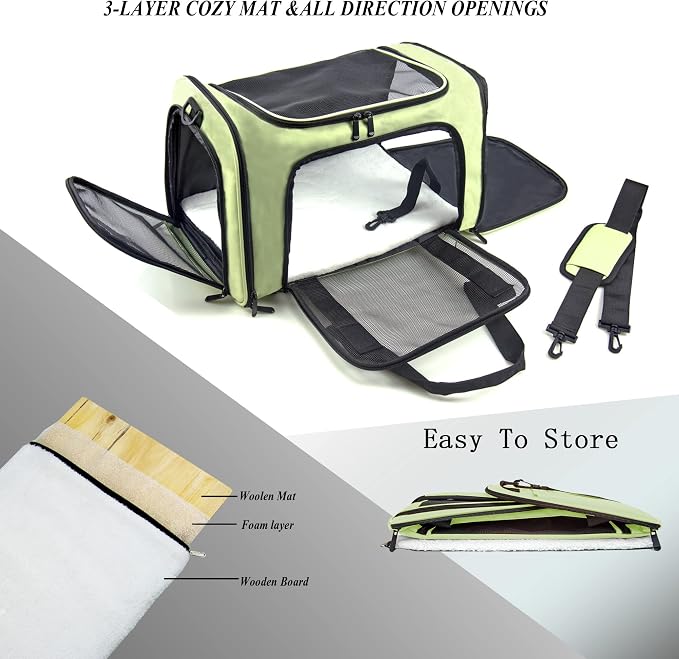 Soft Sided Carrier for Small Medium Cats Dogs, Removable Pad Collapsible Travel - Image 2