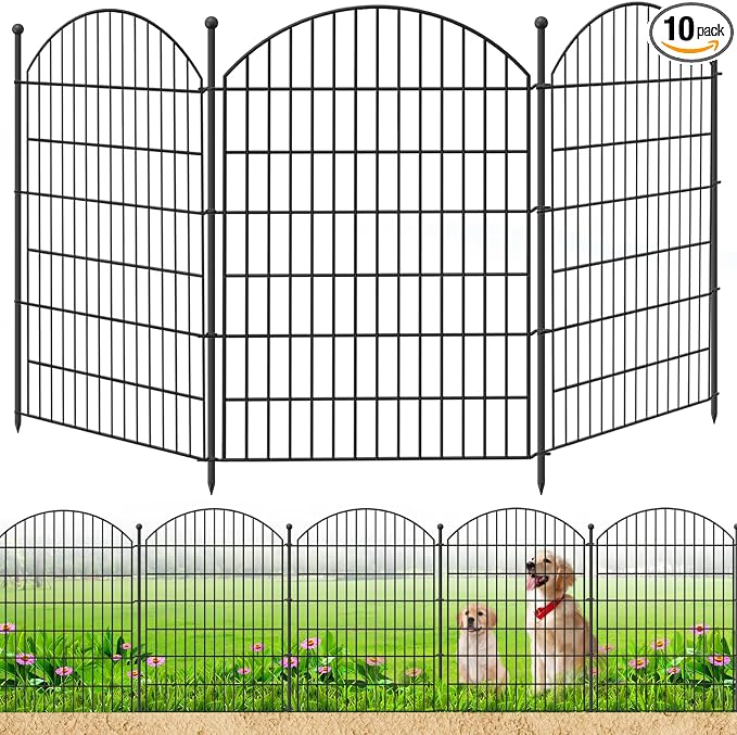Decorative Garden Fence 40in x24ft, 10 Pack No Dig Fence Animal Barrier by Thrivinest