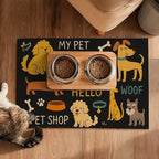 Cute Happy Dog Pattern Design Pet Food Mat 20" x 12" Fun Easy Clean Pet Feeding - Image 5