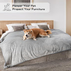 Waterproof Dog Blankets Light Grey Pet Blanket 60"x80", Soft Fluffy Sofa Car - Image 7