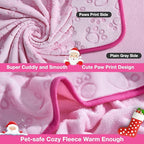 Pink Cat Blanket for Kitten Beds, Flannel Pink Stuff Cute Paw Print, 24 * 32 - Image 3