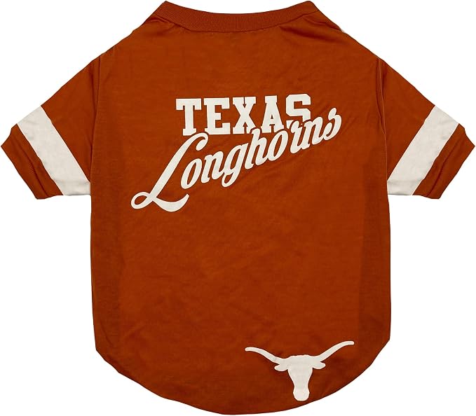 NCAA Texas Longhorns T-Shirt for Dogs & Cats, Small. Football/Basketball Dog by PETSFIRST