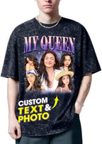 H-DEWALL Custom T Shirts Mineral Wash Tshirt Bootleg Rap Tee Customized Gifts by H-DEWALL